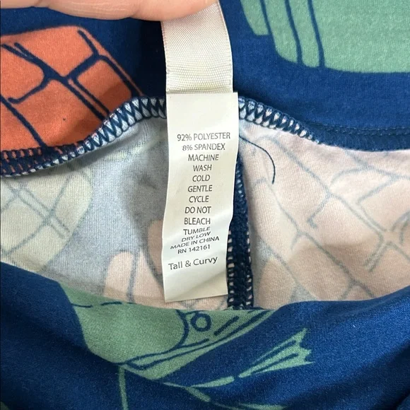 LuLaRoe Leggings with Bag Print - Navy, Coral, Sage - Picture 3 of 4